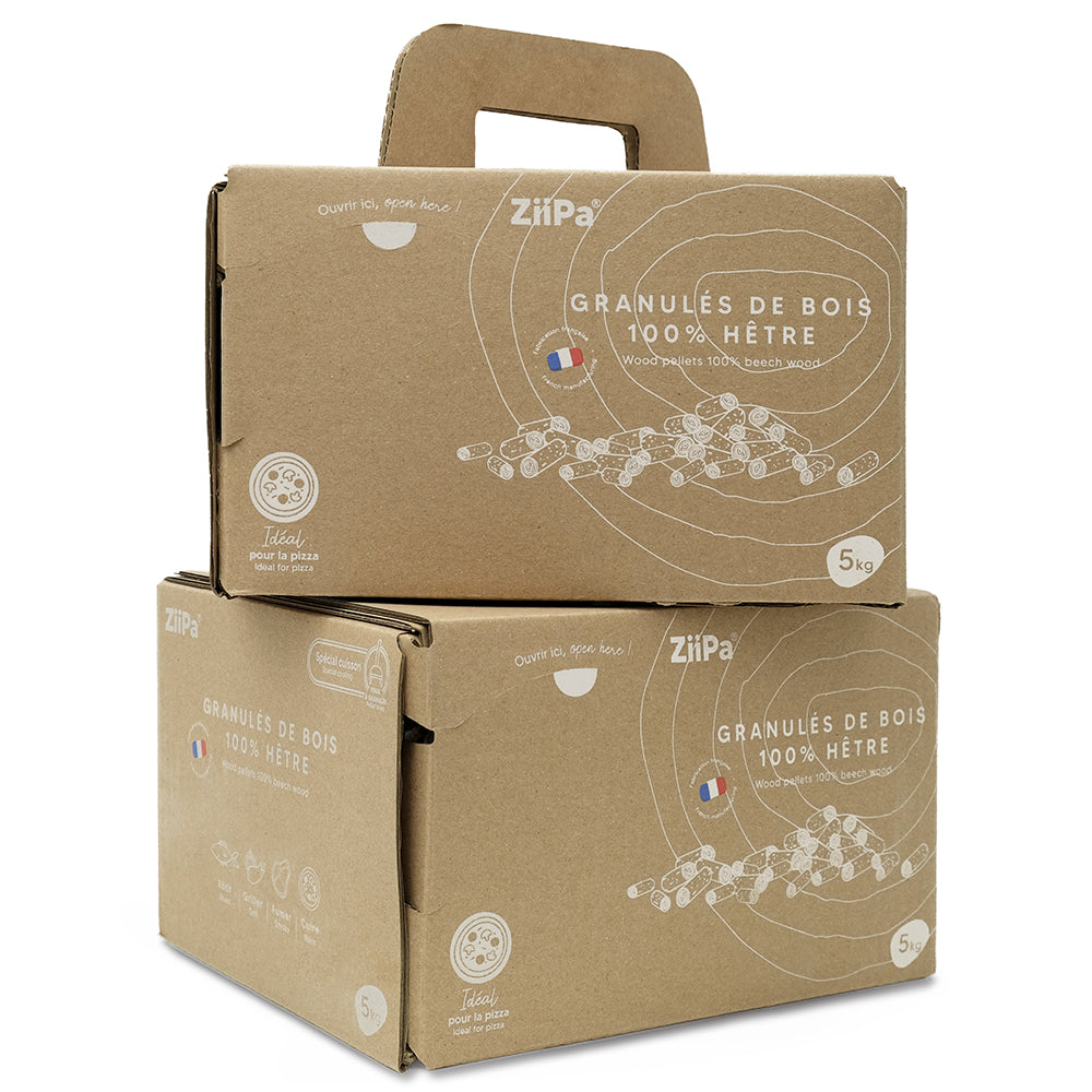 Pellets de hêtre • 2 cartons distributeurs de 5 kg de pellets alimentaires