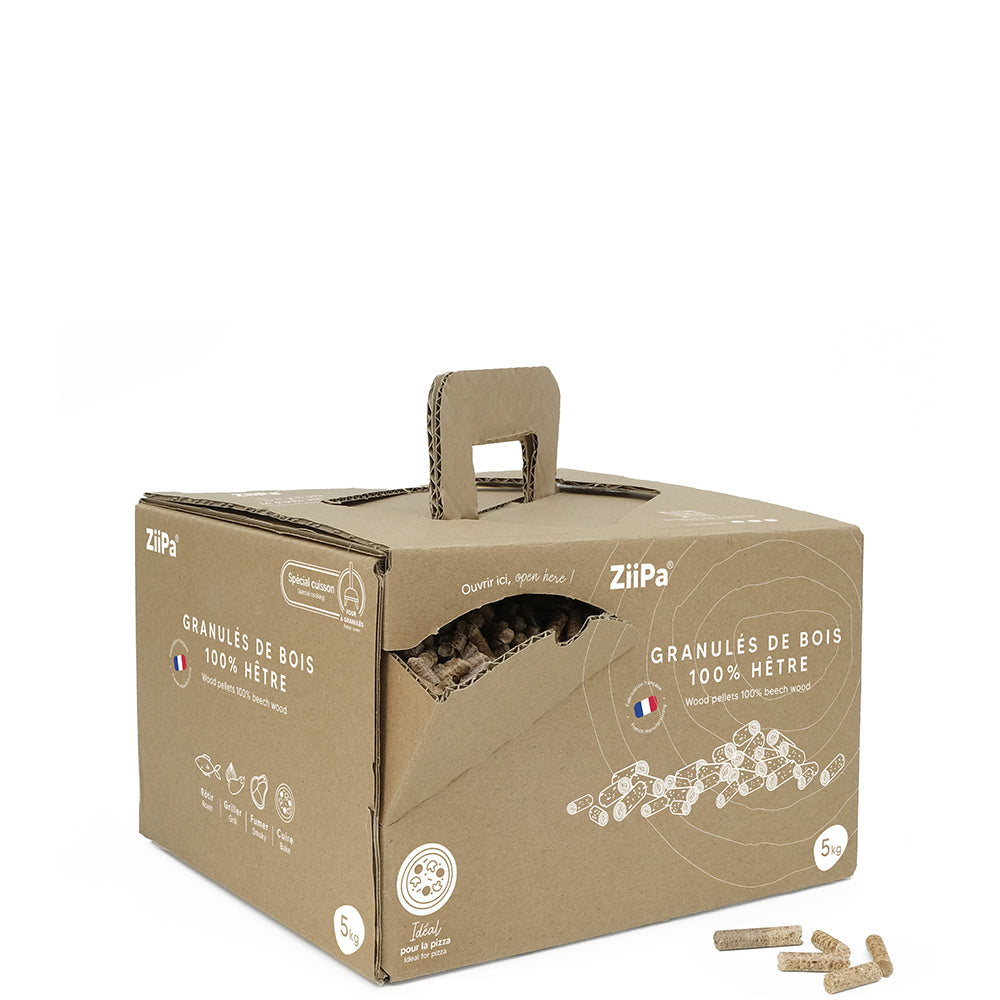 Pellets de hêtre • Carton distributeur de 5 kg de pellets alimentaires