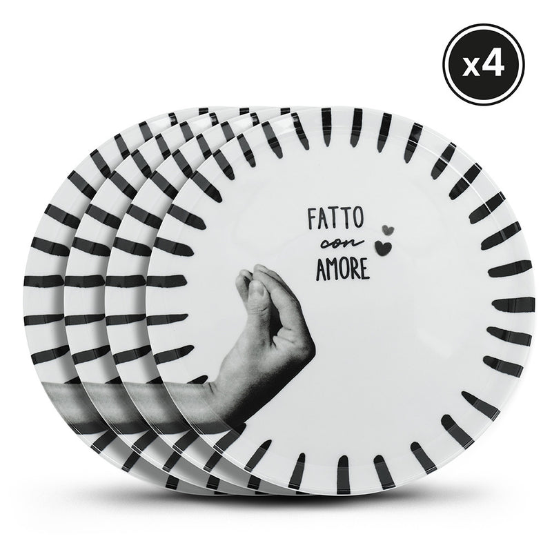 Atina • Set of 4 pizza plates • Charbon