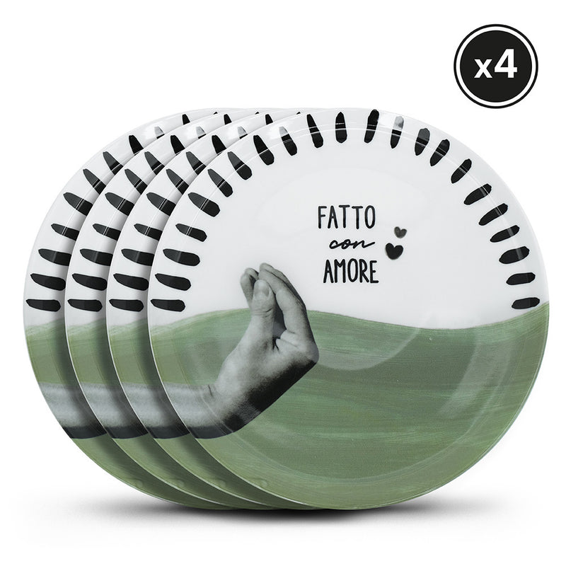 Atina • Set of 4 pizza plates • Eucalyptus
