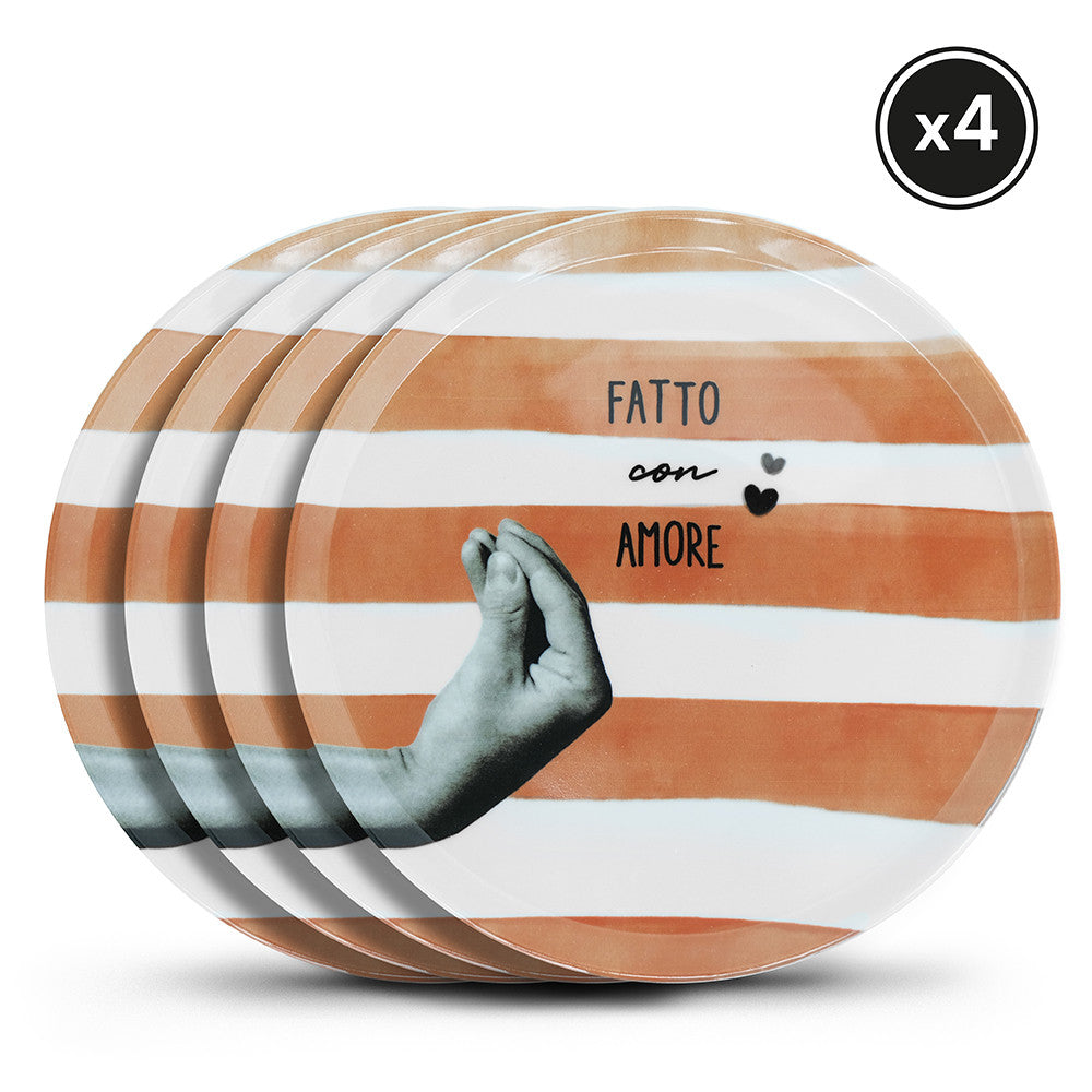 Atina • Set of 4 pizza plates • Terracotta