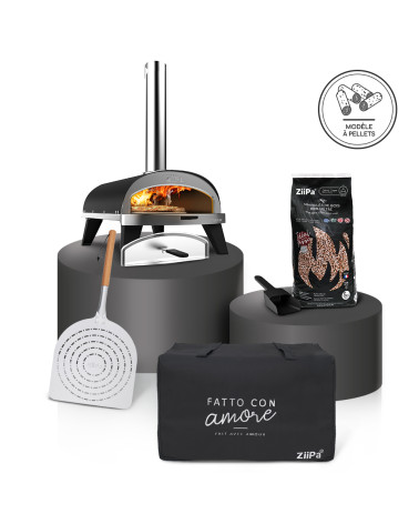 Pack Iniziale • Piana oven, Pizza Shovel Eva, Pellets for pizza oven, Pellets shovel, Cover • Charbon