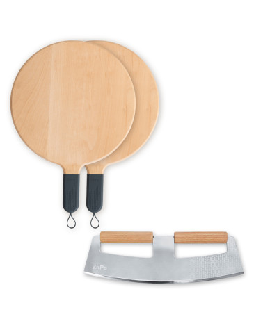 Pack Servizio • 2 Wooden pizza boards, Pizza cutter rocker • Ardoise