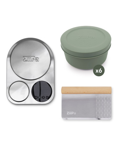 Pack Preparazione • Scale, Set of 6 pizza dough boxes, Pizza dough cutter • Eucalyptus