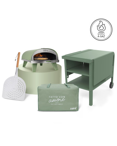 Pack Iniziale Gas • Horno Piana gas, Pala pizza Eva, Funda para transporte, Carrito Fredda • Eucalyptus