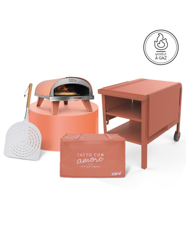 Pack Iniziale Gas • Horno Piana gas, Pala pizza Eva, Funda para transporte, Carrito Fredda • Terracotta