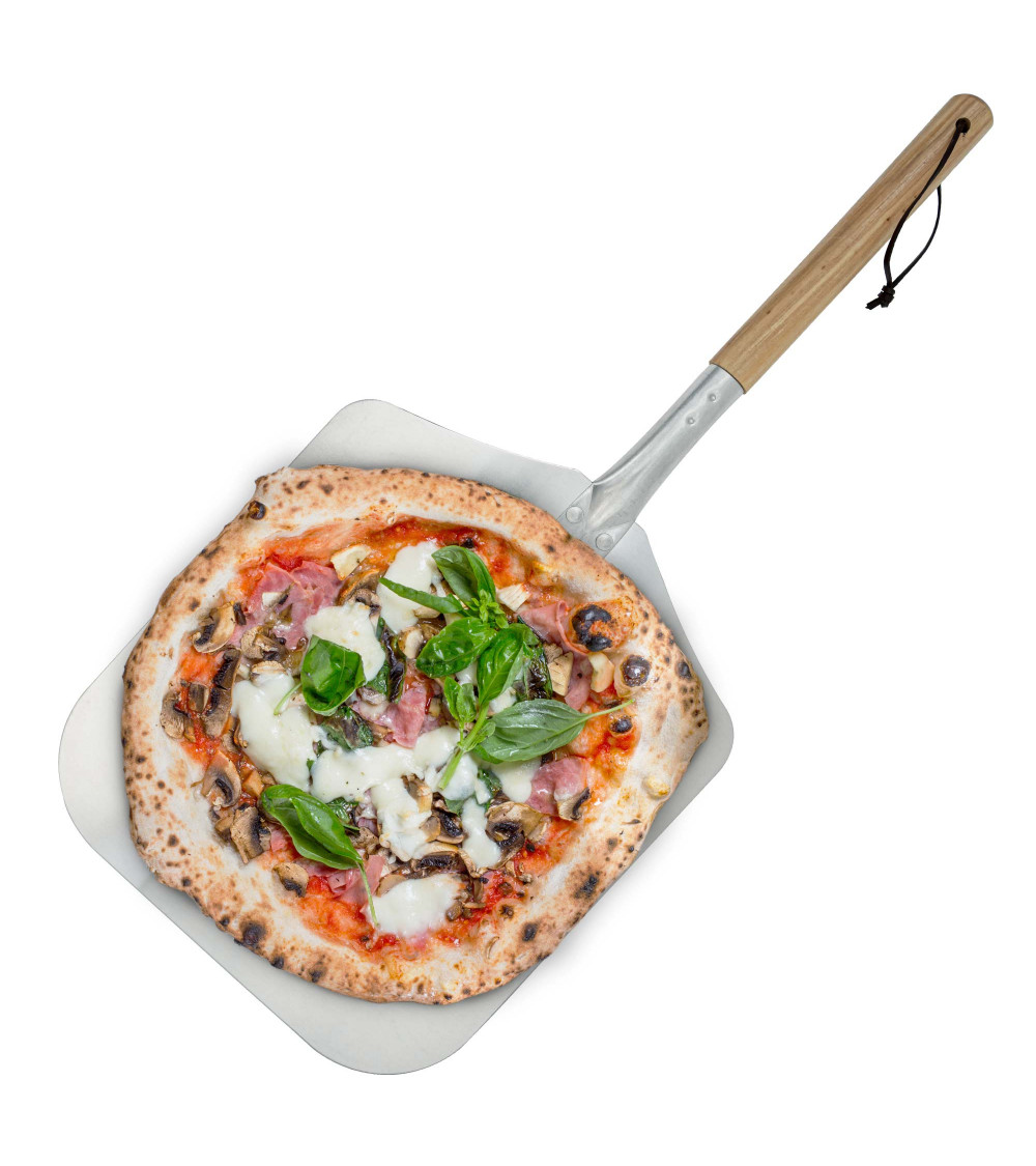 Pelle à pizza longue en bois et aluminium