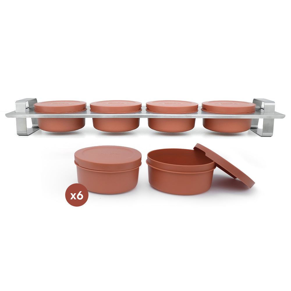 Gusto Pack • Topping Station & 6 Pizza Dough Ball Containers • Terracotta