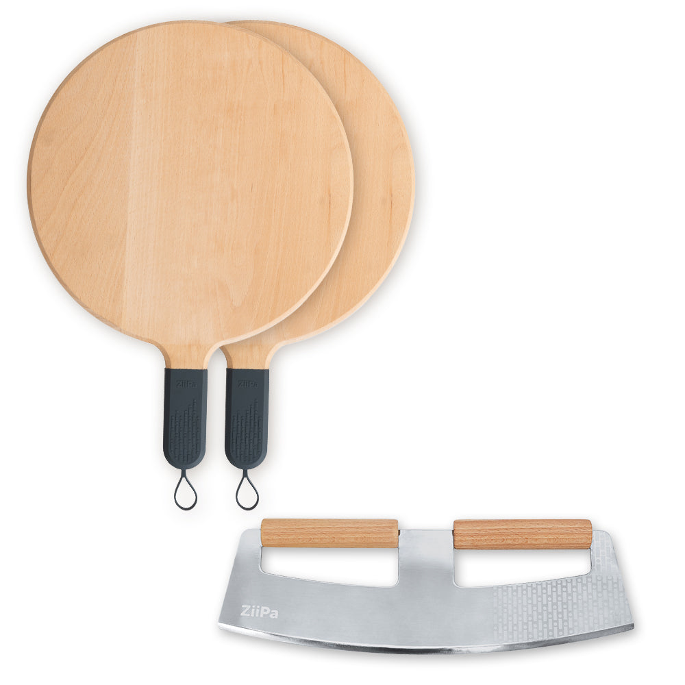 Pack Servizio • 2 pizza boards, pizza cutter • Ardoise