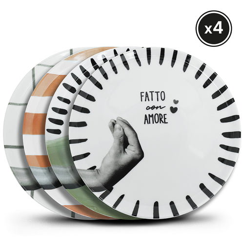 Atina • Assortiment de 4 assiettes à pizza • Mix 4 couleurs